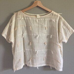 Handmade Sheer Cotton Tassled Top